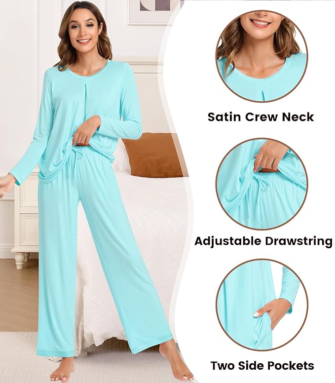 Women's Bamboo Pants Pajama Set - Long Sleeve - 2 Piece
