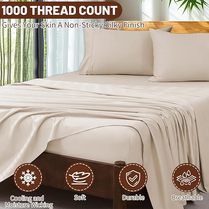 Linen Bed Sheet Set - King - 4 Piece