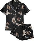Satin Pajama Set - Short Sleeve - 4 Piece