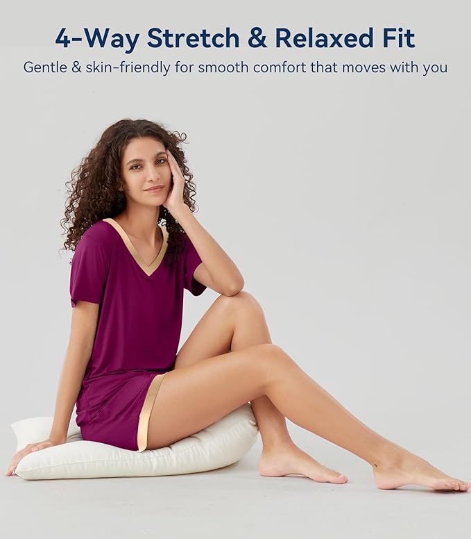 Women's Bamboo Cooling Pajama Set - Short Sleeve - 2 Piece