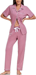 Women's 100% Cotton Pants Pajama Set - Short Sleeve - 2 Piece