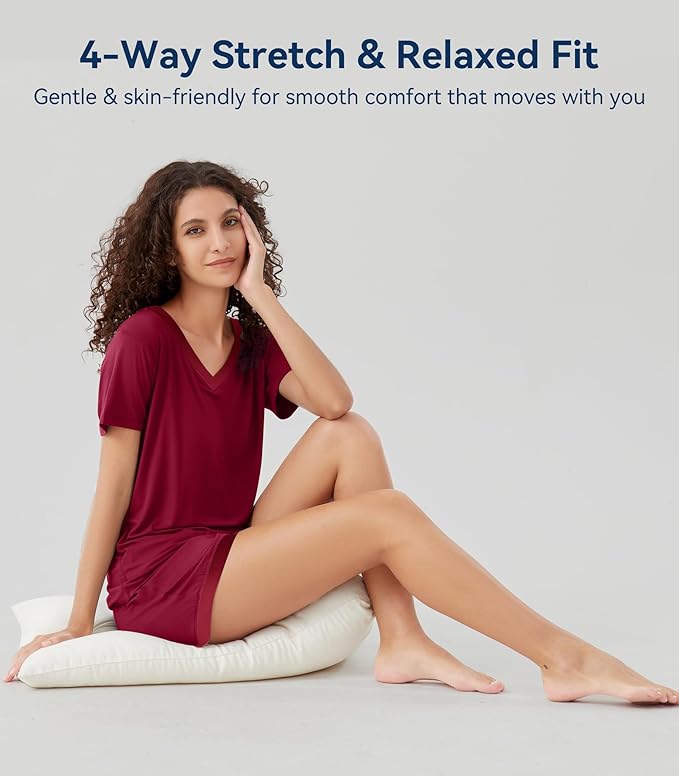 Women's Bamboo Cooling Pajama Set - Short Sleeve - 2 Piece