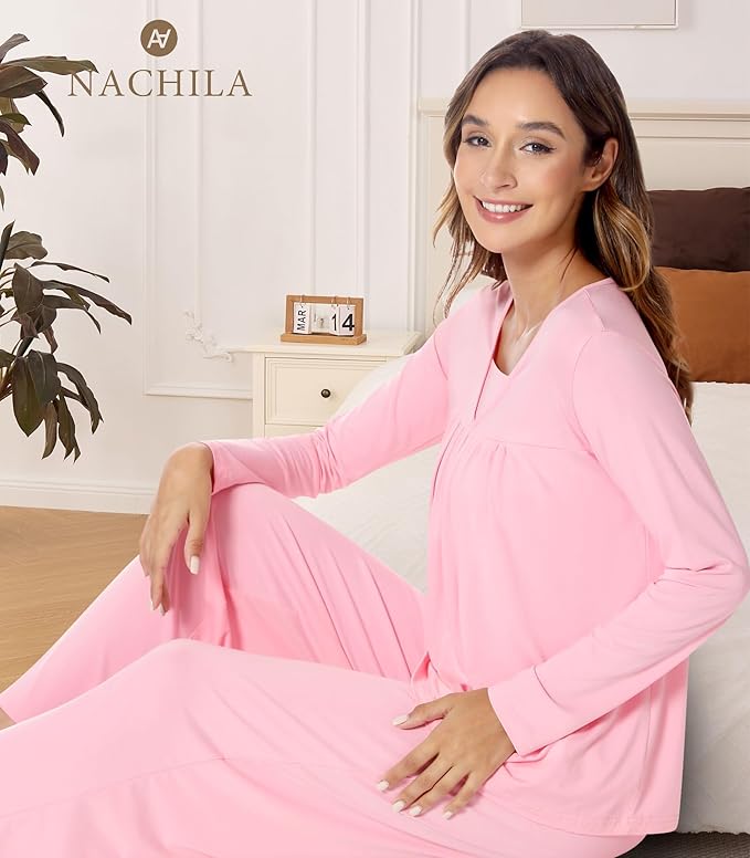 Women's Bamboo Pants Pajama Set - Long Sleeve - 2 Piece