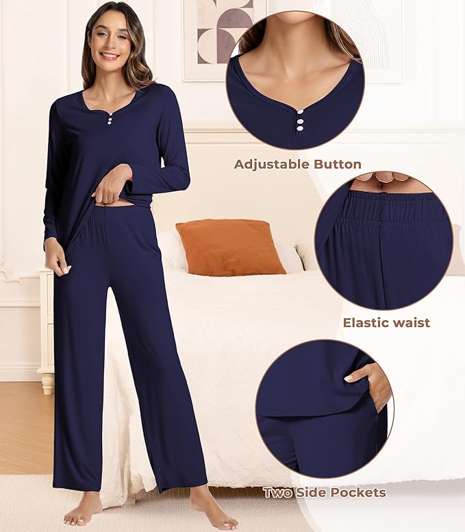 Women's Bamboo Pants Pajama Set - Long Sleeve - 2 Piece
