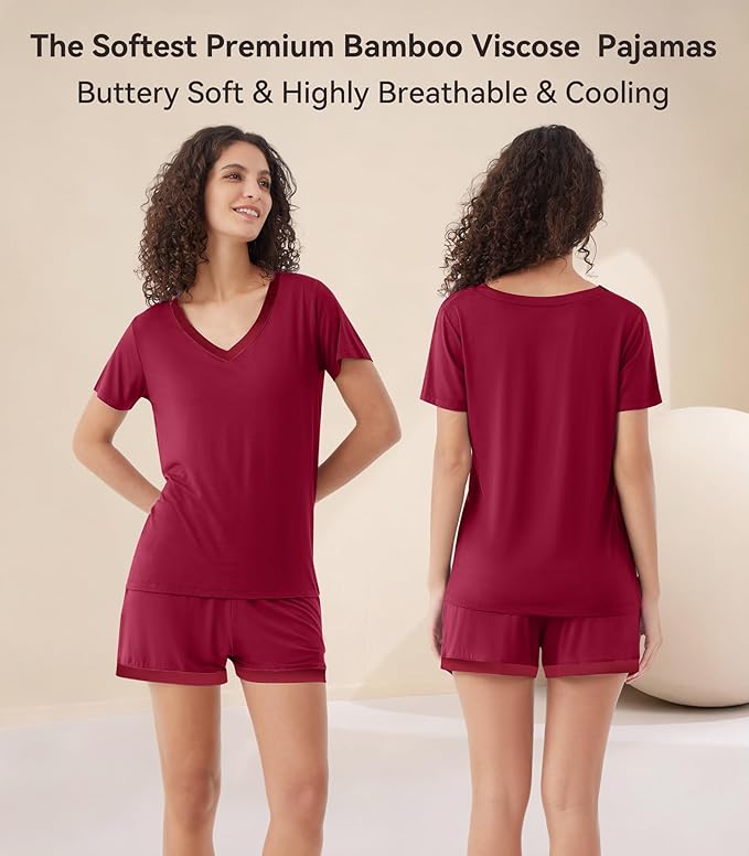 Women's Bamboo Cooling Pajama Set - Short Sleeve - 2 Piece