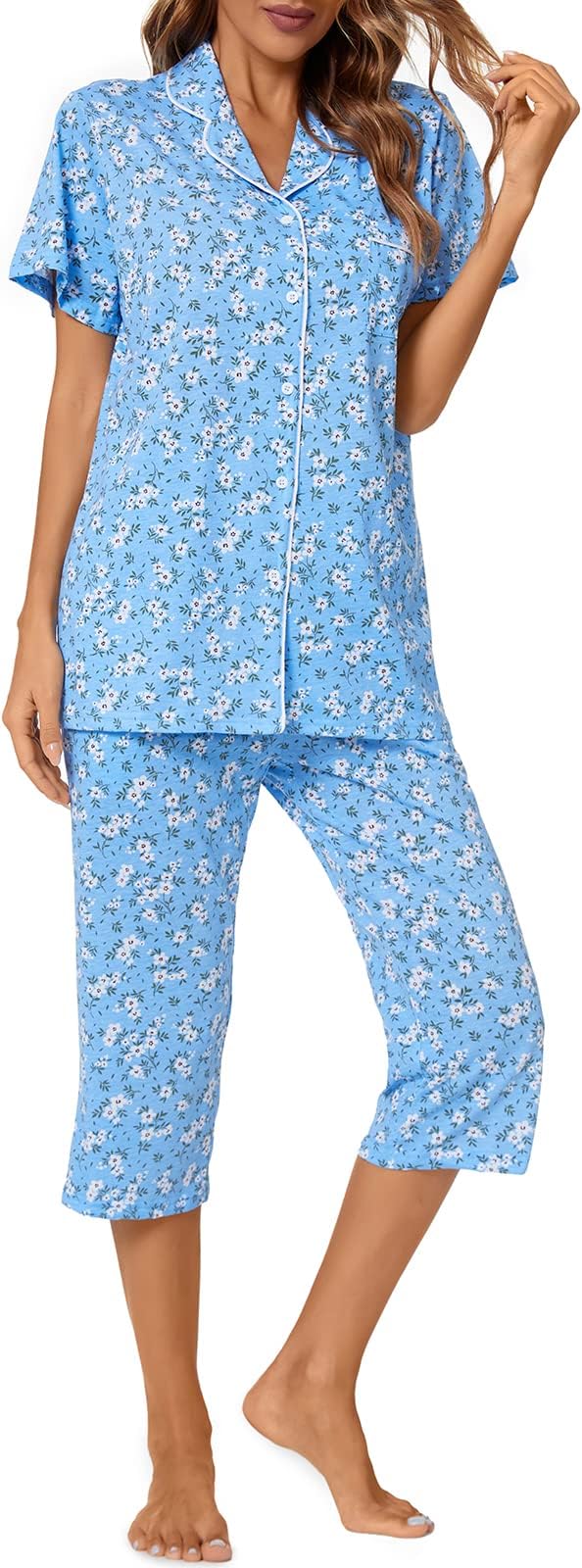 Capri Pajama Set - Short Sleeve - 2 Piece