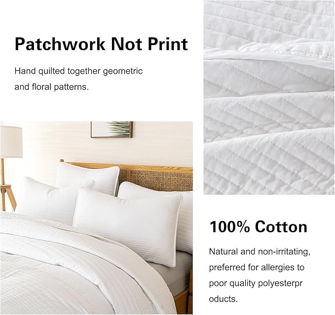 100% Cotton Quilt Set - Queen - 3 Piece