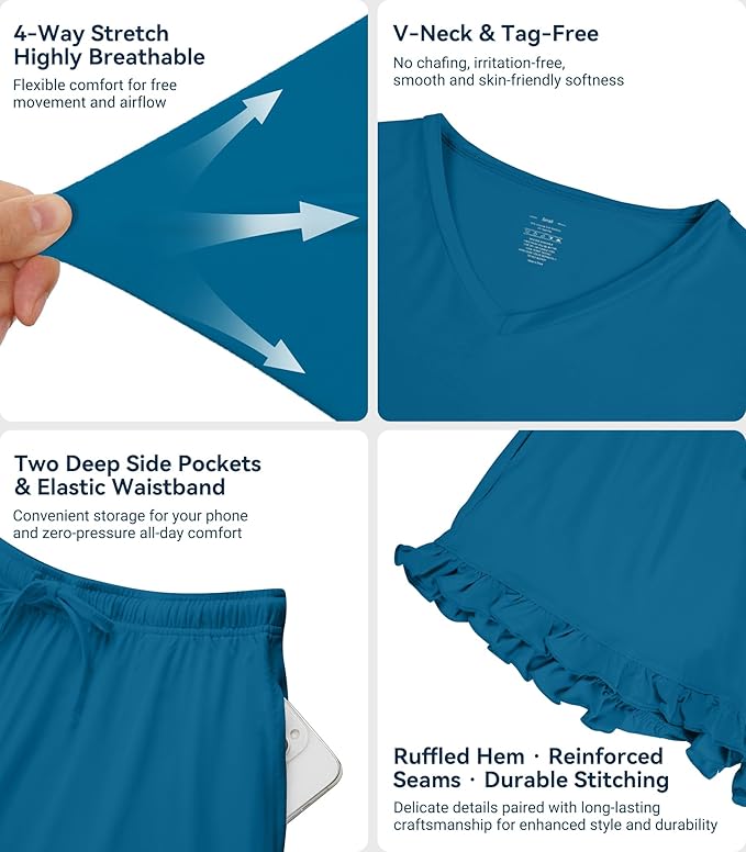 Bamboo Cooling Shorts Pajama Set - Short Sleeve - 2 Piece