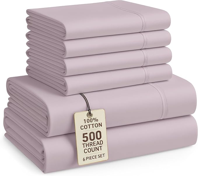 100% Cotton Bed Sheet Set - Queen - 15 in Deep Pocket - 6 Piece