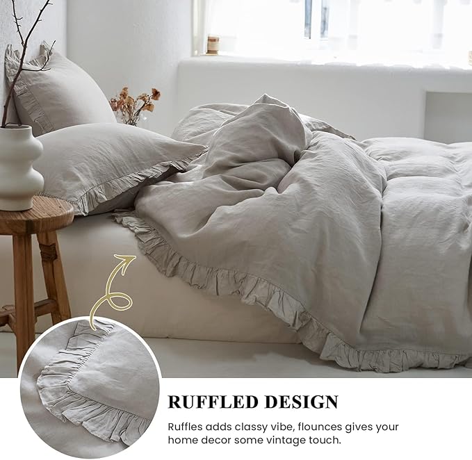 Linen Duvet Cover Set - Full - 3 Piece