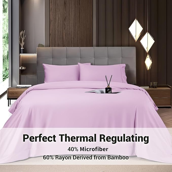 Bamboo Cooling Bed Sheet Set - Queen - 4 Piece
