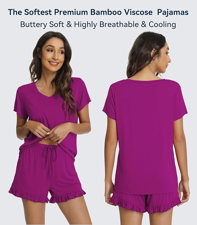 Bamboo Cooling Shorts Pajama Set - Short Sleeve - 2 Piece