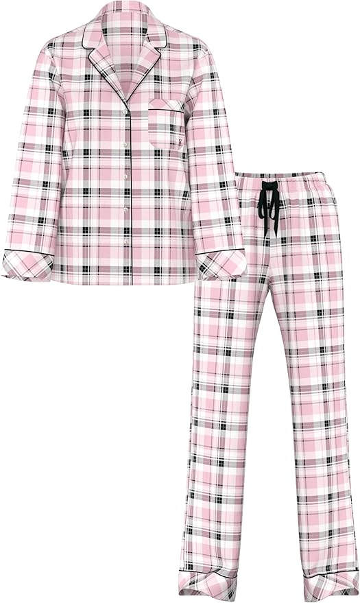 Women's Flannel Pants Pajama Set - Long Sleeve - 2 Piece