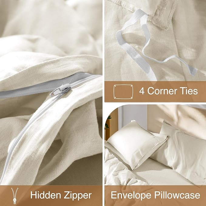 Linen Duvet Cover Set - King - 3 Piece