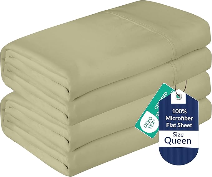 Microfiber Flat Sheet - Queen - 2 Pack