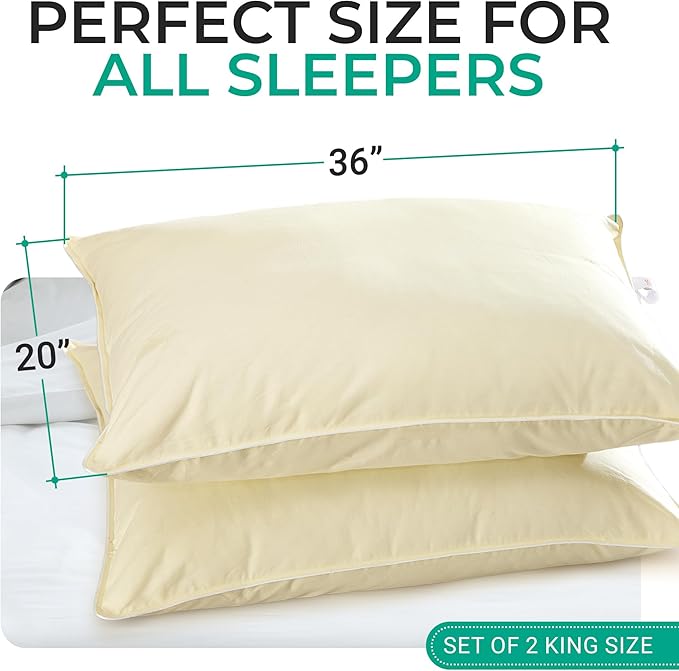 Bed Pillow - King - 20 x 36 in - 2 Piece