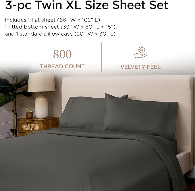 100% Cotton Bed Sheet Set - Twin XL - 15 in Deep Pocket - 3 Piece