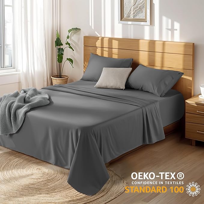 100% Cotton Bed Sheet Set - California King - 4 Piece