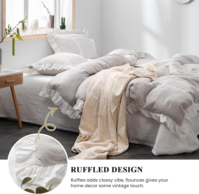 Linen Duvet Cover Set - Queen - 3 Piece