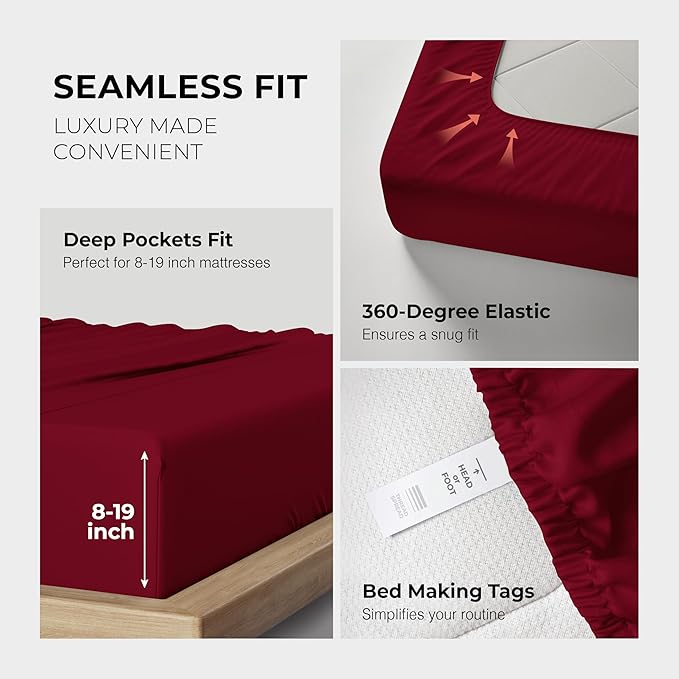 Cooling Bed Sheet Set - California King - 17 in Deep Pocket - 4 Piece