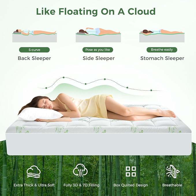 Bamboo Mattress Pad - Twin XL - 21 in Deep Pocket