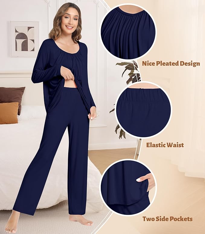 Women's Bamboo Pants Pajama Set - Long Sleeve - 2 Piece