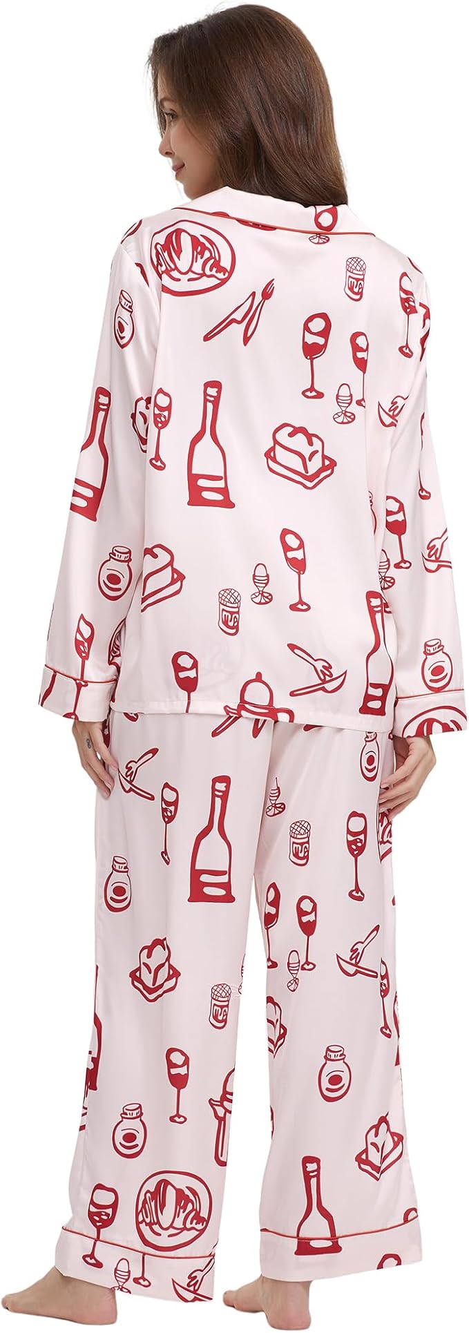 Satin Pajama Set - Long Sleeve - 2 Piece