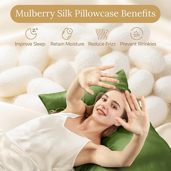 Mulberry Silk Cooling Pillowcase Set - Queen - 2 Pack - 2 Piece