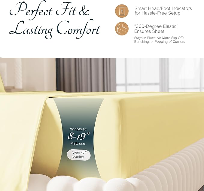 Linen Cooling Bed Sheet Set - King - 17 in Deep Pocket - 4 Piece