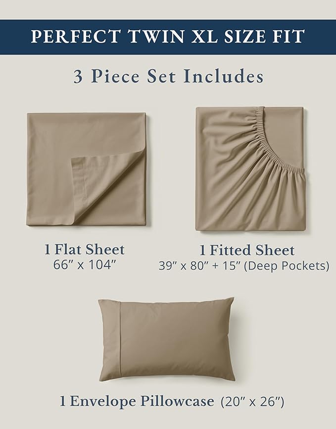 Linen Bed Sheet Set - Twin XL - 3 Piece