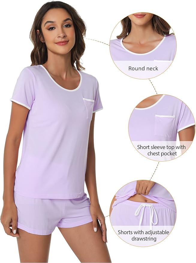 Women's Bamboo Cooling Pajama Set - Short Sleeve - 2 Piece