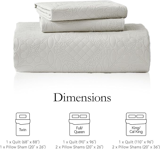 Microfiber Quilt Set - Queen - 3 Piece