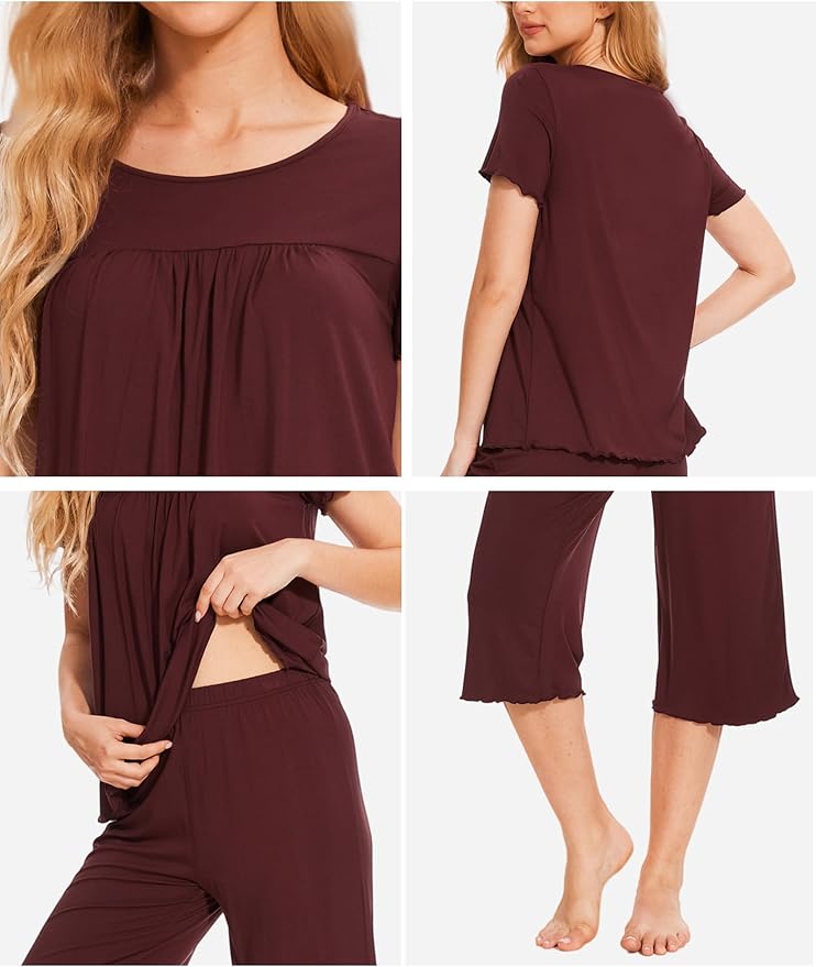 Bamboo Capri Pajama Set - Short Sleeve - 2 Piece