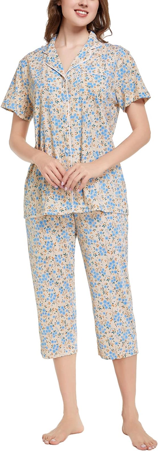 Capri Pajama Set - Short Sleeve - 2 Piece