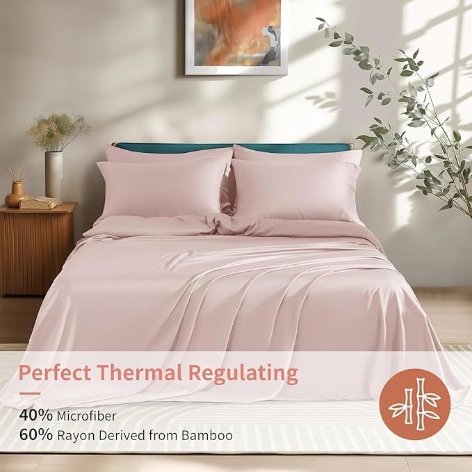 Bamboo Cooling Bed Sheet Set - King - 6 Piece
