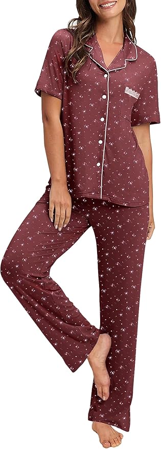 Women's 100% Cotton Pajama Set - Short Sleeve - 2 Piece