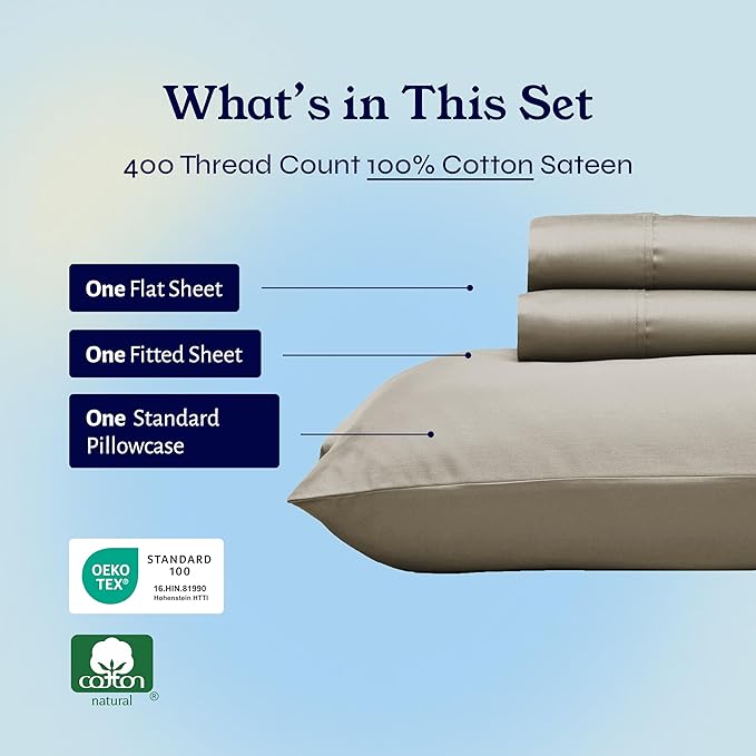 100% Cotton Bed Sheet Set - Twin - 3 Piece