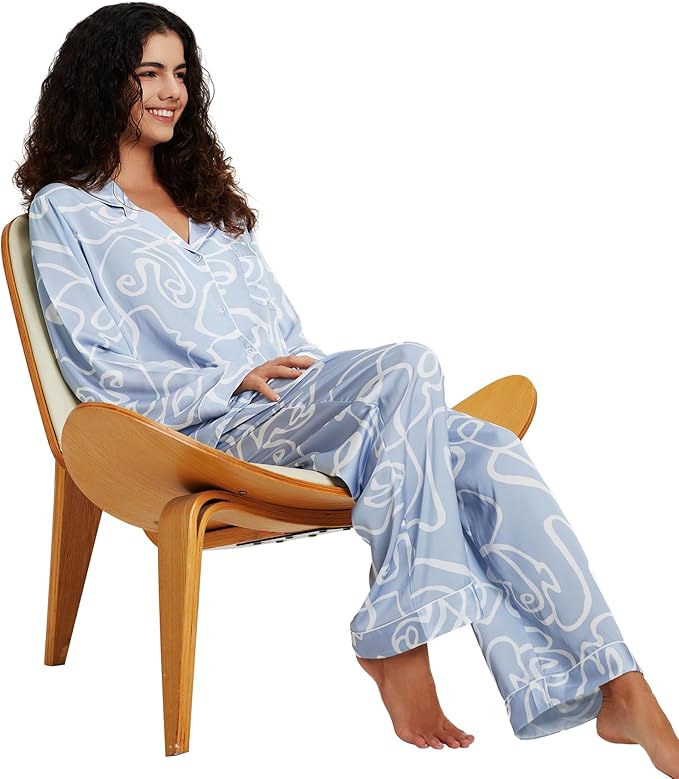 Satin Pajama Set - Long Sleeve - 2 Piece