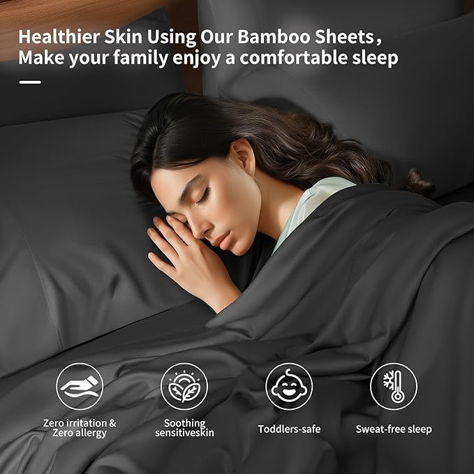 Bamboo Cooling Bed Sheet Set - Queen - 6 Piece