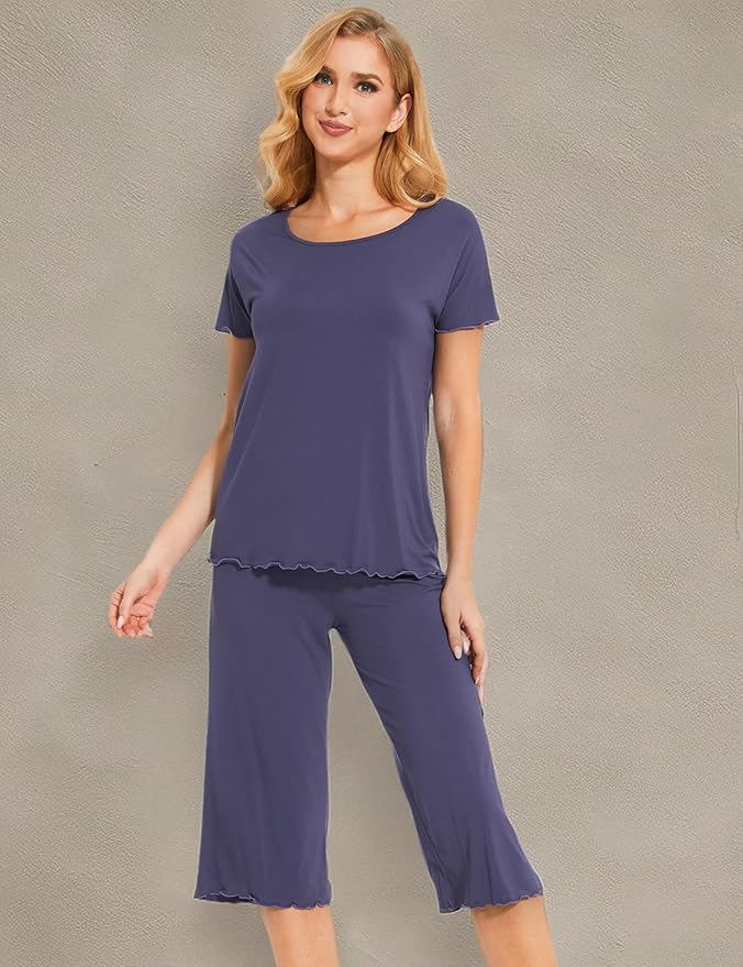 Bamboo Capri Pajama Set - Short Sleeve - 2 Piece