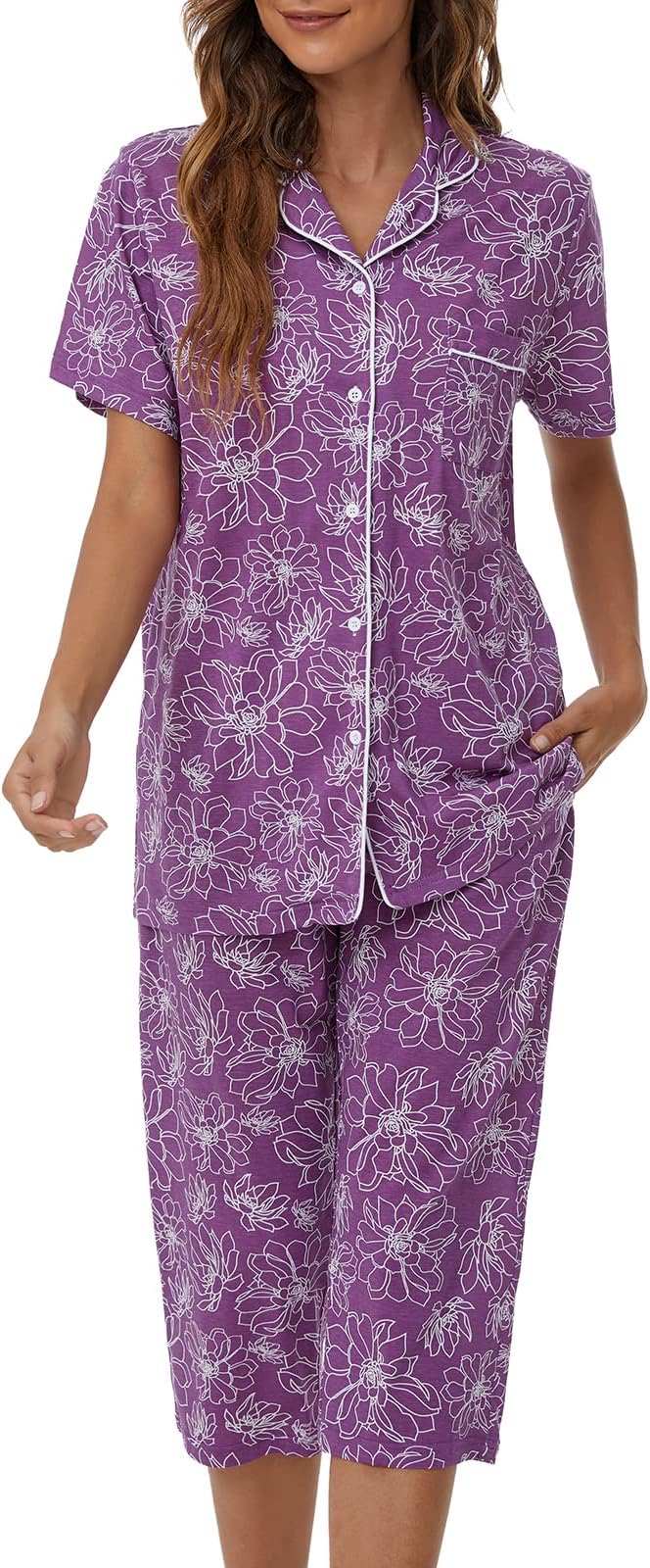 Capri Pajama Set - Short Sleeve - 2 Piece