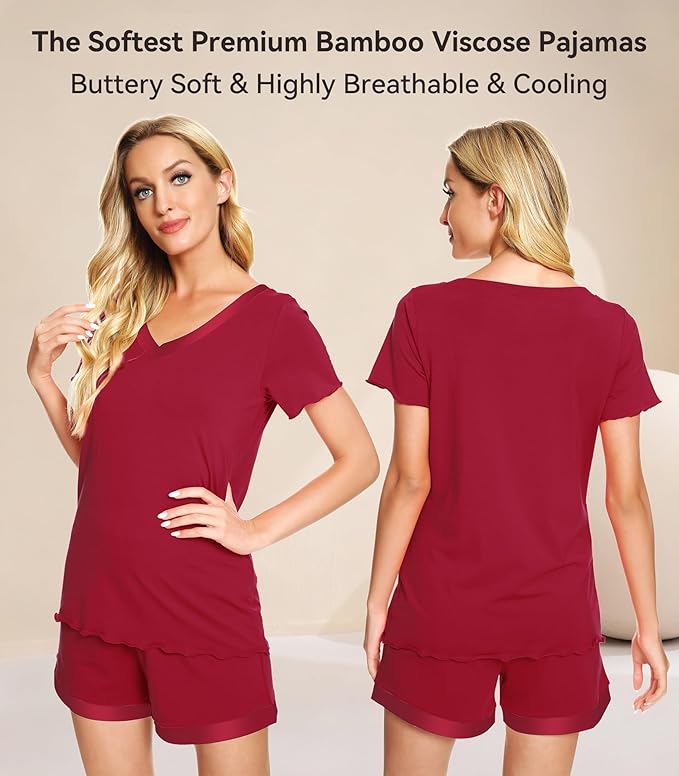Women's Bamboo Cooling Pajama Set - Short Sleeve - 2 Piece
