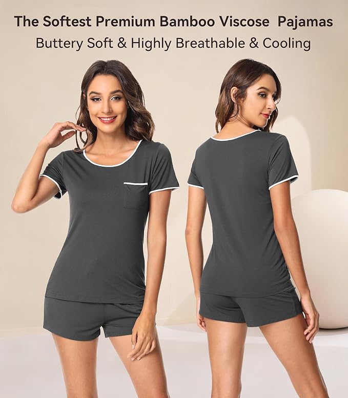 Women's Bamboo Cooling Pajama Set - Short Sleeve - 2 Piece