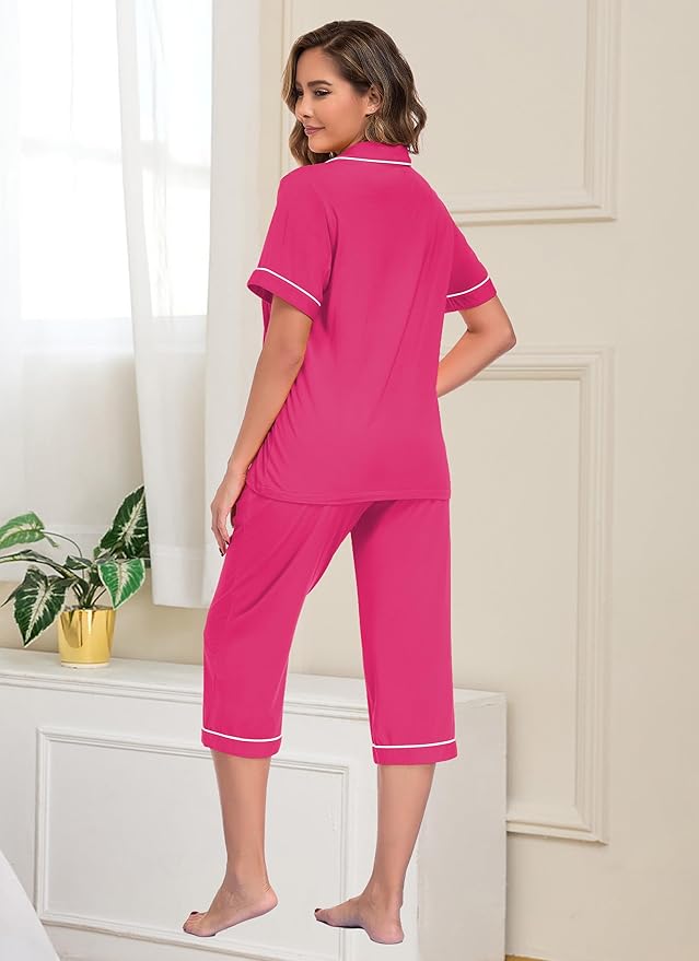 Women's Capri Pajama Set - Short Sleeve