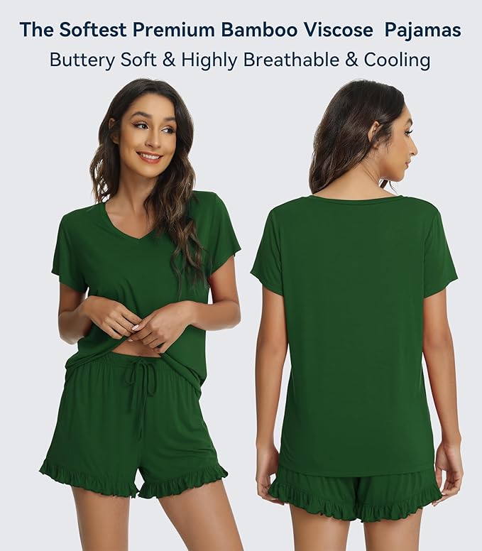 Bamboo Cooling Shorts Pajama Set - Short Sleeve - 2 Piece