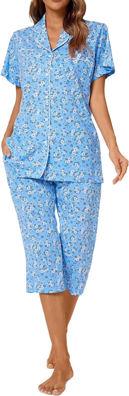 Capri Pajama Set - Short Sleeve - 2 Piece