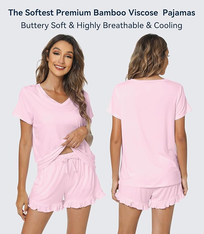 Bamboo Cooling Shorts Pajama Set - Short Sleeve - 2 Piece