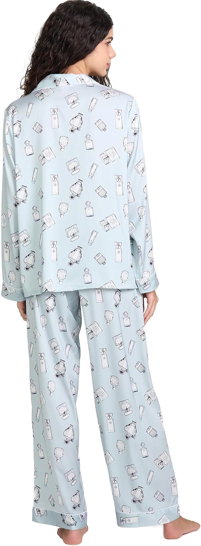 Satin Pajama Set - Long Sleeve - 2 Piece