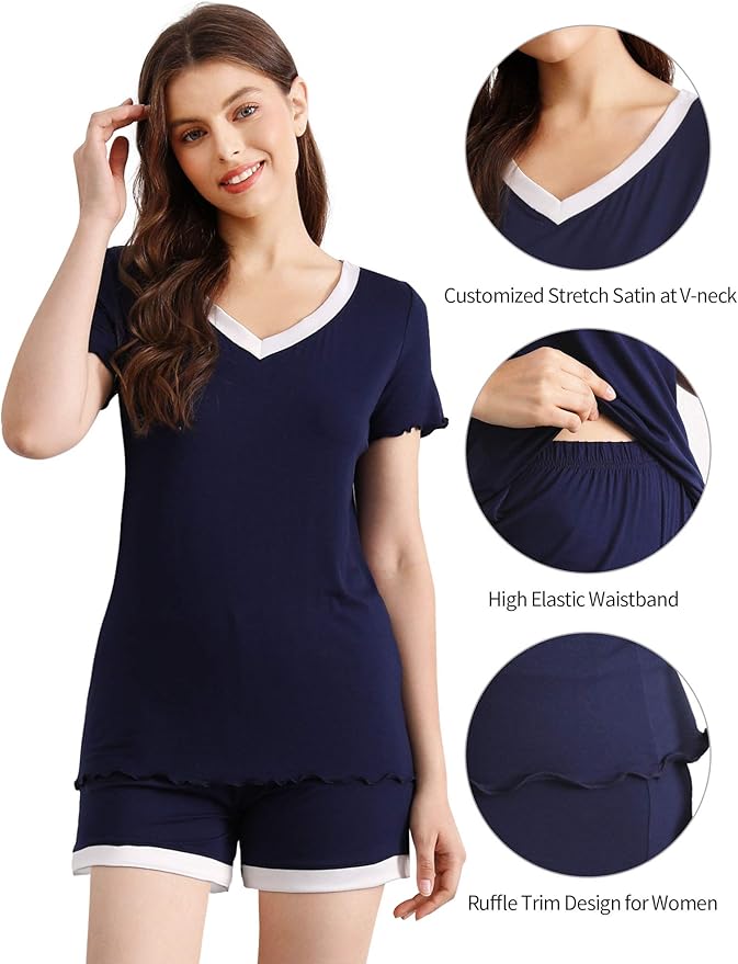 Women's Bamboo Cooling Pajama Set - Short Sleeve - 2 Piece
