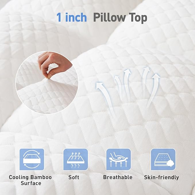 Memory Foam Cooling Mattress Topper - Twin XL - 21 in Deep Pocket